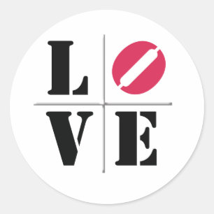 Adesivo Redondo 4 Letra Word Love