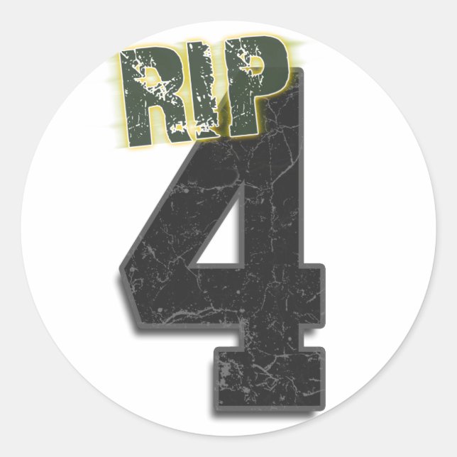 Adesivo Redondo #4 RIP Brett Favre Funeral Sticker (decal) (Frente)