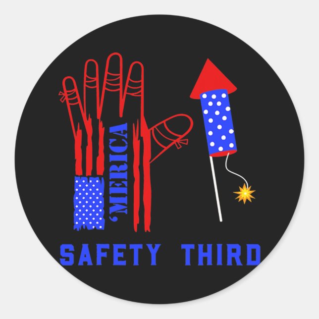Adesivo Redondo 4 th of July Firework Safety Third  (Frente)