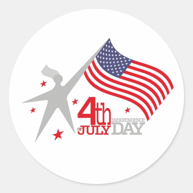 Adesivo Redondo 4 th of JULY INDEPENDENCE Day (Frente)