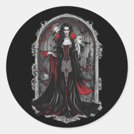 Adesivo Redondo 4 vampiros do Halloween, monstro assustador, diver