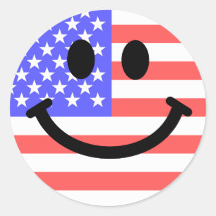 Adesivo Redondo 4o da cara da bandeira americana de julho