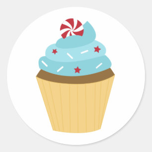 Adesivo Redondo 4o do cupcake do partido de julho