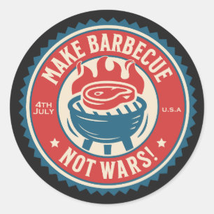 Adesivo Redondo 4th of July - Make Barbecue, Not Wars! 