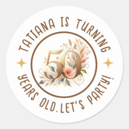 Adesivo Redondo 50ª Celebração da Festa de aniversário