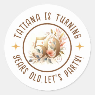 Adesivo Redondo 50ª Celebração da Festa de aniversário