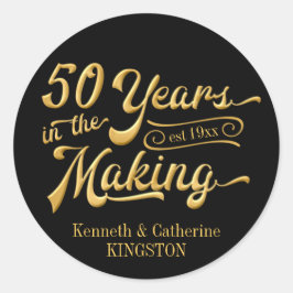 Adesivo Redondo 50º aniversário | 50 ANOS NO FAZER | Nomes