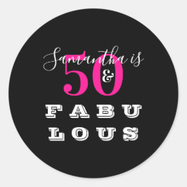 Adesivo Redondo 50º aniversário 50 fabulosa Festa de aniversário r