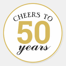 Adesivo Redondo 50º Aniversário Alegra-se a 50 Anos de Dourado