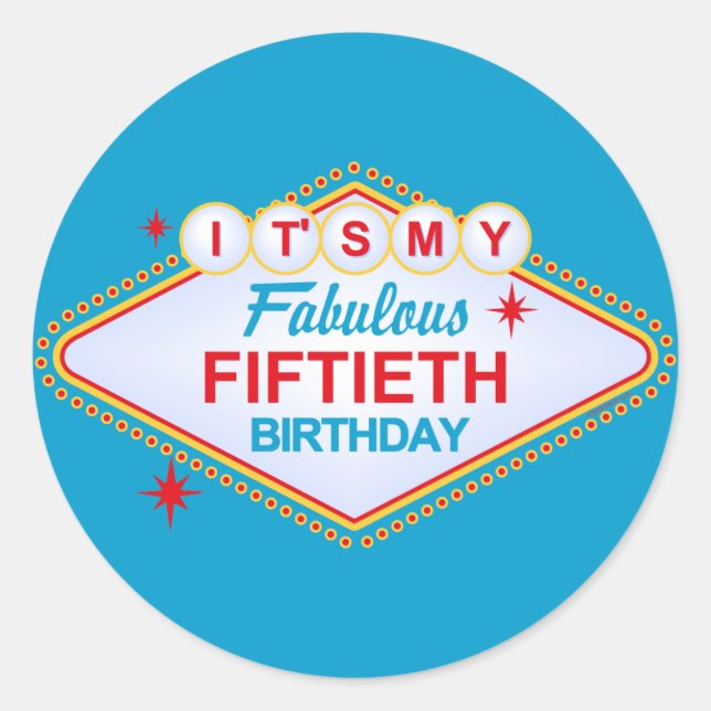 Adesivo Redondo 50º aniversário de Las Vegas (Frente)