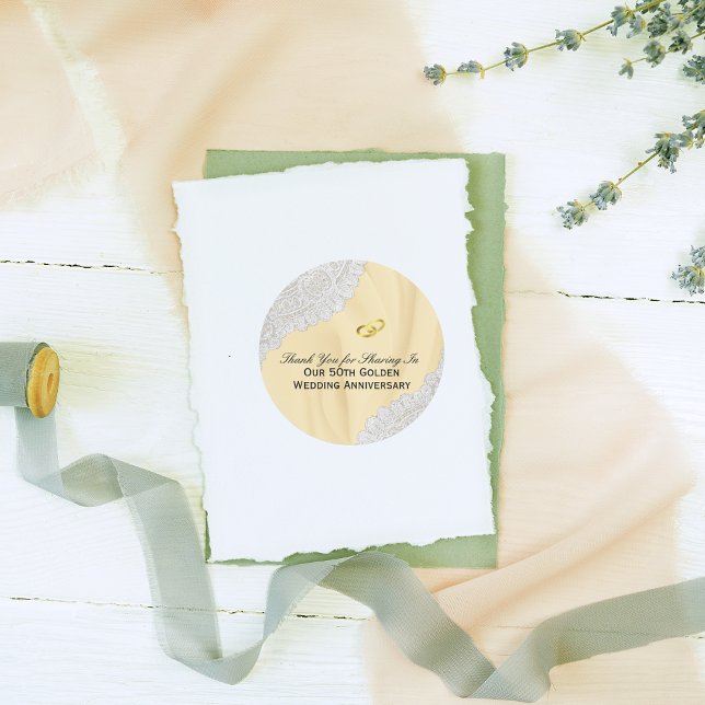 Adesivo Redondo 50º aniversário do casamento do Ouro Obrigado (Criador carregado)