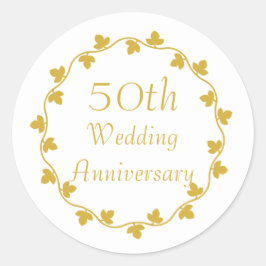 Adesivo Redondo 50º aniversário do Ouro Ivy Wreath