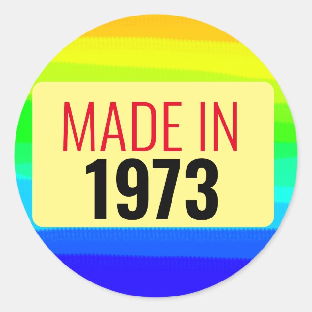 Adesivo Redondo 50º Aniversário feito em 1973 com 50 anos (Frente)