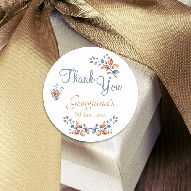 Adesivo Redondo 50º aniversário Obrigados de outono de Boho (Criador carregado)