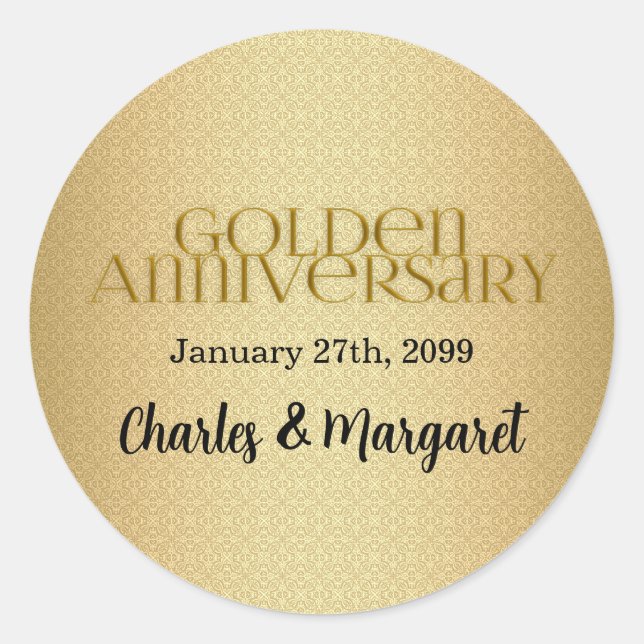 Adesivo Redondo 50º Annivsersário de Casamento do Ouro (Frente)