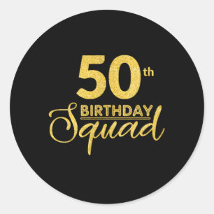 Adesivo Redondo 50º Quadrado Py Bday Amarelo Dourado