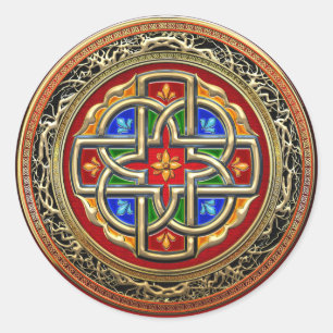 Adesivo Redondo [500] Cruz Celta [Dourado+Enamel]