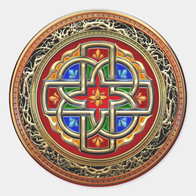 Adesivo Redondo [500] Cruz Celta [Dourado+Enamel] (Frente)