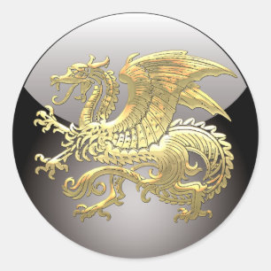 Adesivo Redondo [500] Dragão islandês, Landvæ ttir [Dourado]