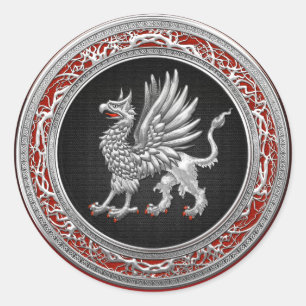 Adesivo Redondo [500] Grifo de prata sagrado