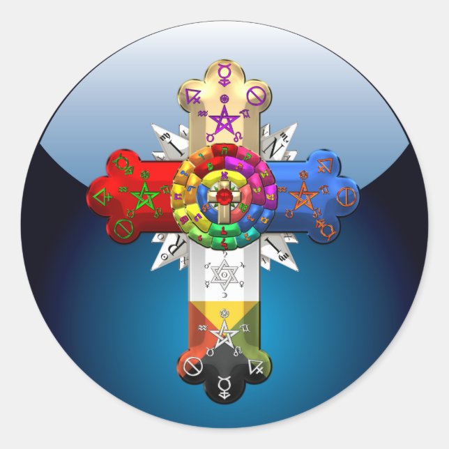 Adesivo Redondo [500] Rosy Cross (Rosa Croix) (Frente)