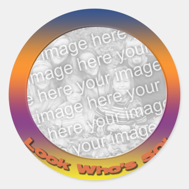 Adesivo Redondo 50.º Aniversário - Fotografias Stickers (Frente)