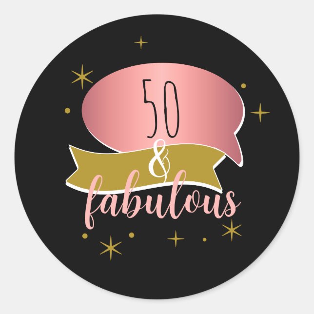 Adesivo Redondo 50 and Fabulous Birthday (Frente)