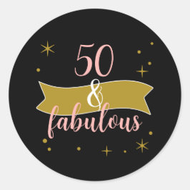 Adesivo Redondo 50 and Fabulous Black Gold Pink Design