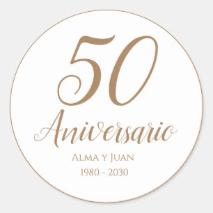 Adesivo Redondo 50 Aniversario Espanhol 50 Aniversario Seal