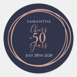 Adesivo Redondo 50 Anos Brindes de Aniversário para 50 Anos Rosa D
