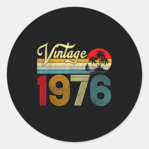 Adesivo Redondo 50 Anos de Idade Vintage 1976 50º Aniversário Home