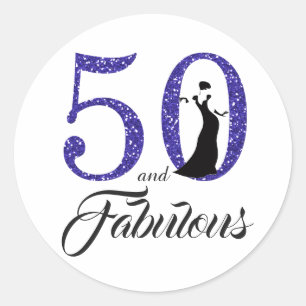 Adesivo Redondo 50 e aniversário da tipografia fabulosa de 50th