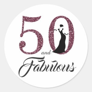 Adesivo Redondo 50 e aniversário da tipografia fabulosa de 50th