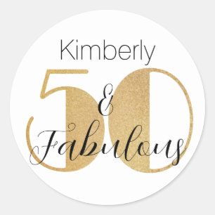 Adesivo Redondo 50 e Fabulosa Festa de aniversário personalizada D