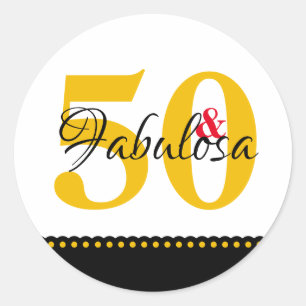 Adesivo Redondo 50 e Fabulosa limpeza moderna amarela ESPANHOL