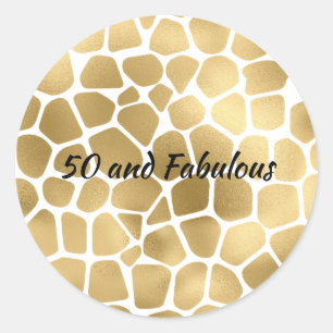 Adesivo Redondo 50 e Fabulosas Girafa Dourada Impressão Abstrata