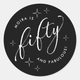 Adesivo Redondo 50 e Fabuloso 50º aniversário de preto moderno