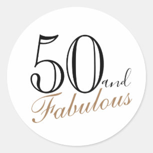 Adesivo Redondo 50 e Fabuloso Aniversário da Mulher Elegante Mode