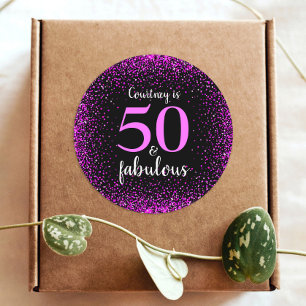 Adesivo Redondo 50 e fabuloso chic rosa-quente e preto personaliza