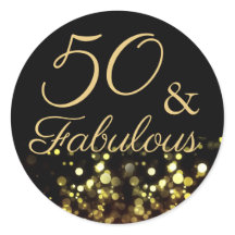 50 e Fabuloso Vinheta Preta e Dourada de Aniversár