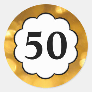 Adesivo Redondo 50 - Ouro Numbers Sticker