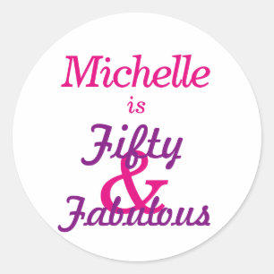Adesivo Redondo 50 personalizados & aniversário fabuloso de   50t