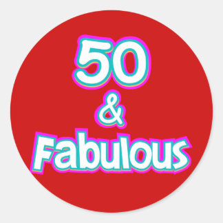 Adesivo Redondo 50 presentes de aniversário fabulosos