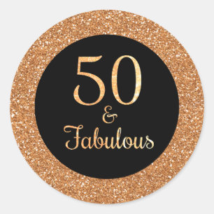 Adesivo Redondo 50 & preto Dourado Sparkly do brilho do