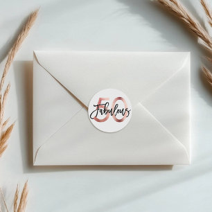 Adesivo Redondo 50th aniversário Dourado cor-de-rosa elegante