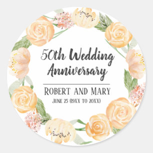 Adesivo Redondo 50th selo personalizado do favor de festa de