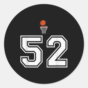 Adesivo Redondo 52 Números de Estilo de Basquete Vintage Branco