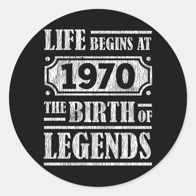 Adesivo Redondo 55 Anos De 1970 Nascimento Da Legenda 55.O Anivers (Frente)
