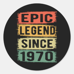 Adesivo Redondo 55 Anos De Idade Dia 1970 Legenda Epic 55º Anivers