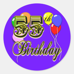 Adesivo Redondo 55th celebração feliz do aniversário
